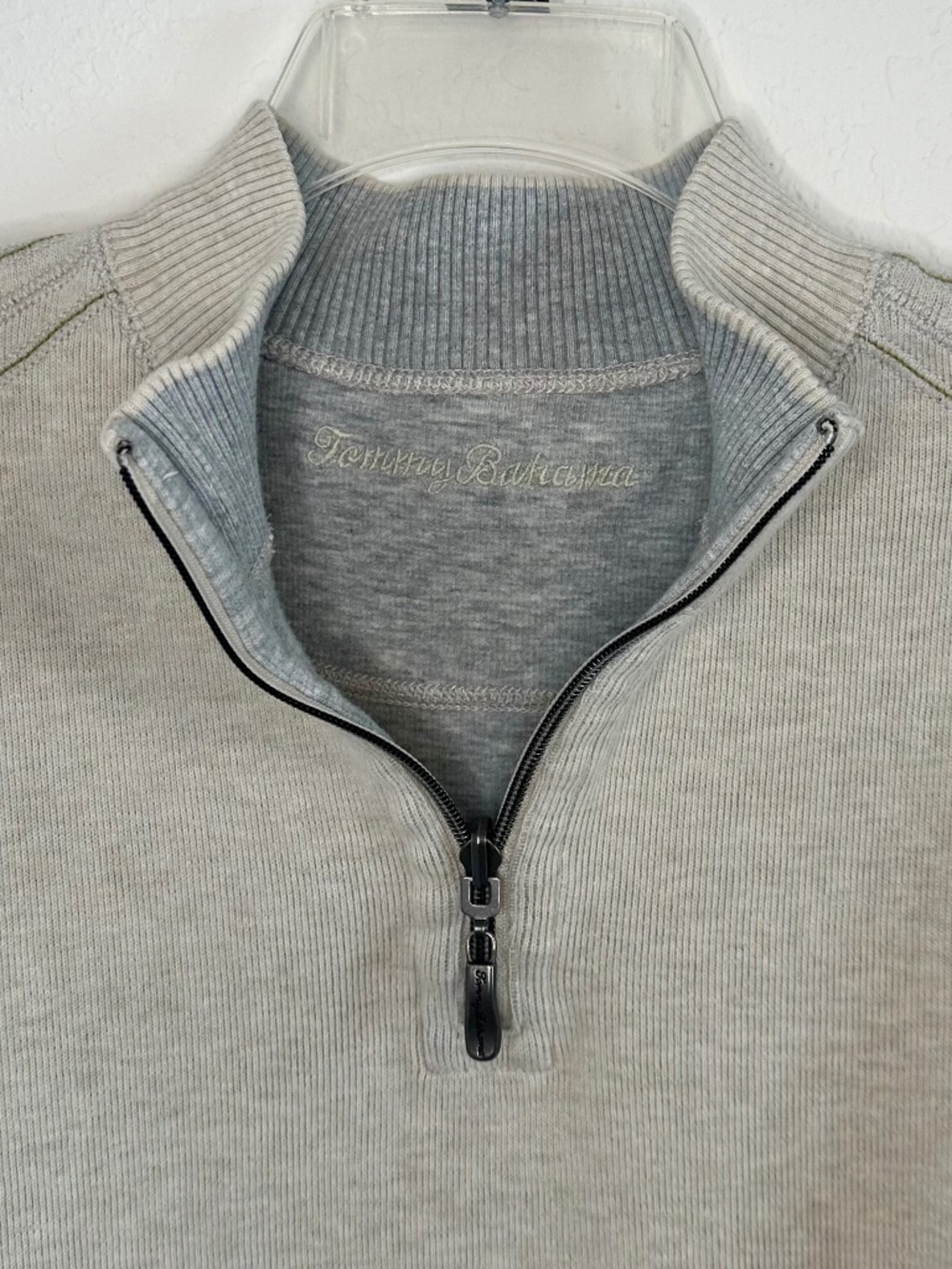 MEN'S Tommy Bahama Beige Quarter-Zip Pullover Sweater, Size L - Picture 2 of 9